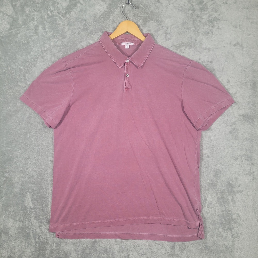 James Perse Polo Shirt Mens 5 2XL Pink Standard Supima Cotton Short Sleeve